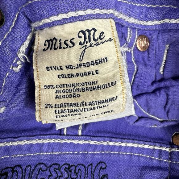 Y2K Miss Me Purple Western Cross Bling Shorts Size 29 Low Rise 5 Pocket Denim - Picture 5 of 14